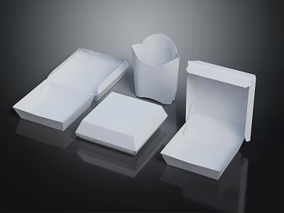 White Paper Boxes For Household Supplies With Various Shapes And Storage Design 3d model