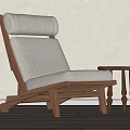 Minimalist Lounge Chair With Wooden Frame Upholstered Cushion And Small Side Table