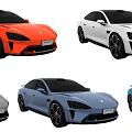Sporty Cars In Multiple Colors With Sleek Design And Rear Spoilers