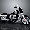 Harley Davidson Cruiser Motorcycle With Black Seat White Wheels And Chrome Accents