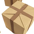 Set Of Three Brown Kraft Cardboard Boxes Tied With Cross Straps