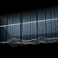 Contemporary Artistic Chandelier With Sleek Vertical Lines And Illuminated Light Glow
