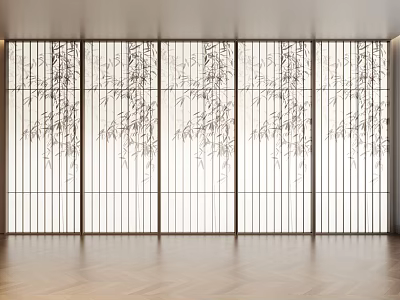 Screen Partition New Chinese Style Screen New Chinese Style Light Film Window Bamboo Light Film Background Wall 3d model