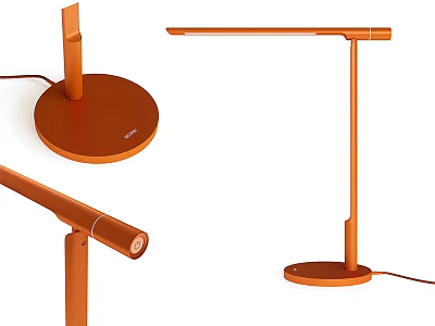 Sleek Orange Table Lamp With Adjustable Arm And Round Base For Home Office 3d model