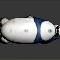 Blue and White Panda 3D Game Movie Character in Walking Pose with Gray Background Reflective Surface