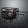AVR 8000 Portable Generator With Black Frame Red Engine Components And Mobility Wheels