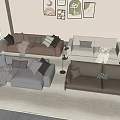 Modern Retro Two-Seat Sofa Leather Sofa Leisure Sofa Pillow Sweeping Robot Picture Floor Lamp 3d model
