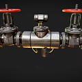 Industrial Pipeline System With Red Valve Handles And Metal Control Connections