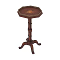 Traditional Wooden Side Table With Carved Decorative Edge And Ornate Pedestal Base Design
