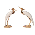 Elegant Gold And White Crane Decorative Figurines For Home Ornament 3d model