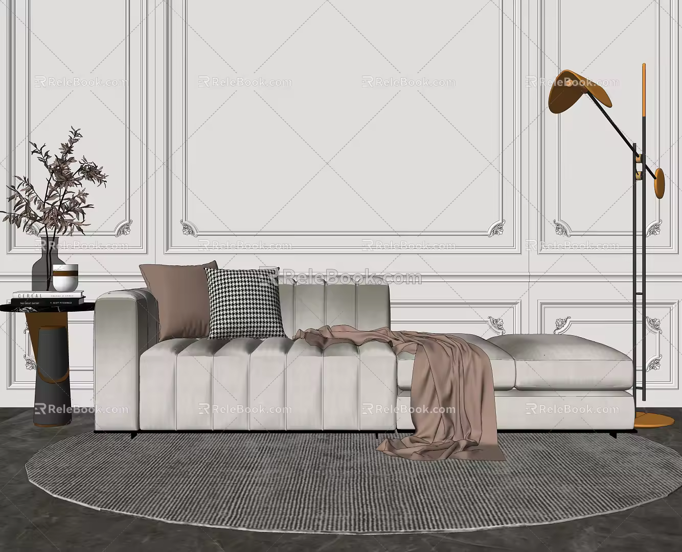 Modern chaise sofa combination 3d model