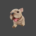 Cute Cartoon French Bulldog Puppy With Light Beige Fur And Tongue Out
