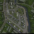 Aerial View Urban Planning With Modern Buildings Green Spaces And Road Networks