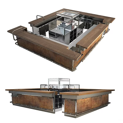 Professional Commercial Kitchen Layout With Multiple Workstations And Stainless Steel Equipment 3d model