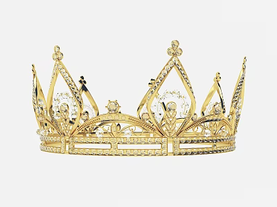 Luxury Golden Crown Jewelry With Exquisite Diamond Studded Intricate Design Details 3d model