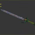 Colorful Fantasy Sword With Purple Pink Hilt Intricate Patterns And Glowing Yellow Accents
