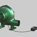 Green Industrial Blower With Impeller Wheel Air Outlet Base Stand Power Cable And Motor