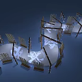 Contemporary Commercial Equipment Showroom Setup With Illuminated Stands And Display Structures