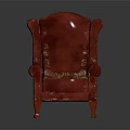 Red Single Seater Wingback Armchair With Distressed Fabric And Vintage Design