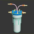 Industrial Equipment With Blue Top Silver Metal Body Multiple Brass Pipe Fittings And Connectors