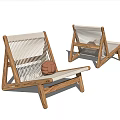 Stylish Wooden Frame Leisure Chairs With Woven Seat Backrest And Decorative Brown Ball Accent