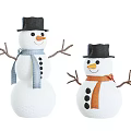 Cute Snowmen Decorations With Black Hats Blue And Orange Scarves And Branch Arms