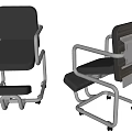 Office Chair With Black Cushion Metal Frame Armrests Wheels And Adjustable Backrest