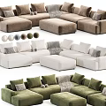 Modern Sectional Sofa with Multiple Color Options Plush Cushions and Matching Ottoman 3d model