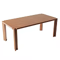 Natural Wooden Dining Table With Simple Design And Straight Legs 3d model