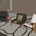 Middle Style Single Chair Single Sofa 3d model