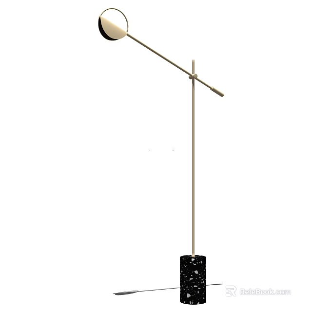 Modern Adjustable Floor Lamp With Metal Arm And Black Base Minimalist Design 3d model 