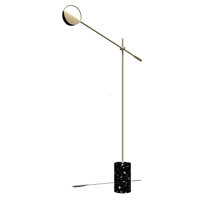 Modern Adjustable Floor Lamp With Metal Arm And Black Base Minimalist Design 3d model