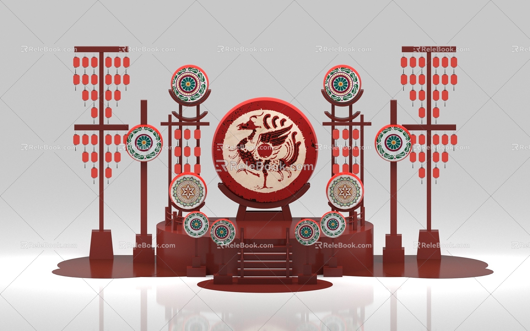 US Chen DP Point Spring Festival Small Stage Activity Stage National Style US Chen 3d model