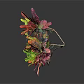 Colorful Decorative Plant Sculpture With Vibrant Multicolored Leaves And Branch Design