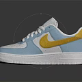 Stylish Nike Light Blue Sneakers With White Laces Yellow Logo And Number 10 On Tongue