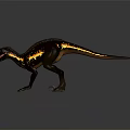 Realistic 3D Dinosaur Model With Black Yellow Stripes Spiked Back Open Mouth Sharp Claws