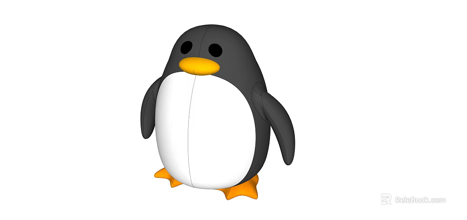 Cute Reptile 3D Model With Black Body White Belly And Yellow Feet 3d model 