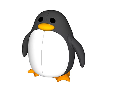 Cute Reptile 3D Model With Black Body White Belly And Yellow Feet 3d model