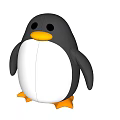 Cute Reptile 3D Model With Black Body White Belly And Yellow Feet