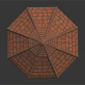 Outdoor Wooden Hexagonal Gazebo Structure With Tile Roof And Lattice Railings
