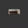 Classic Stone Curved Bench With Ornate Armrests On Brick Paved Surface