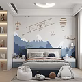 Modern Elegant Minimalist Bedroom Interior With Headboard Wall Pendant Lights Nightstands Rug And Potted Plant