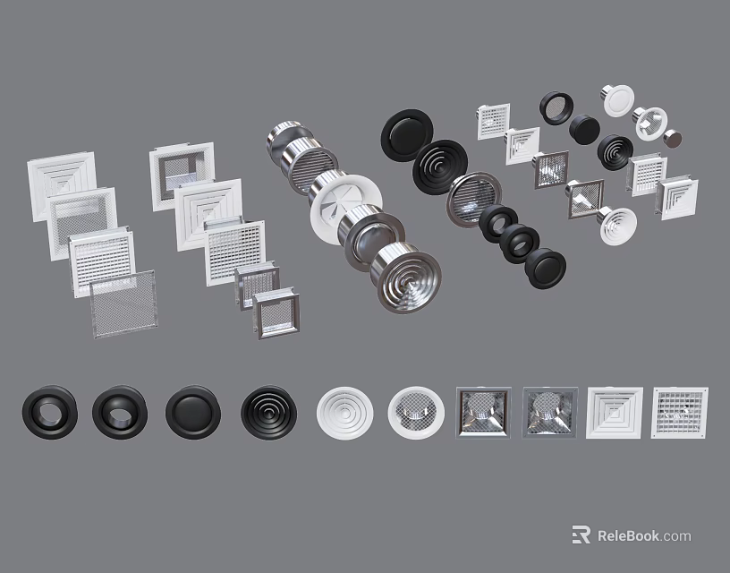Air Conditioner Air Vents With Various Designs Different Shapes And Multiple Styles 3d model 