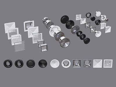 Air Conditioner Air Vents With Various Designs Different Shapes And Multiple Styles 3d model