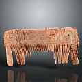 Traditional Hand Carved Wooden Sculpture With Intricate Patterns And Fringed Details