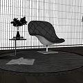 Modern Black Leisure Chair with Diamond Stitching Transparent Legs and Gray Rug in Elegant Interior