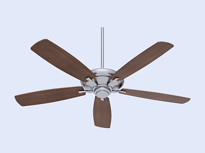 Modern Ceiling Fan With Wooden Blades And Silver Center For Home Interior 3d model