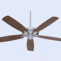 Modern Ceiling Fan With Wooden Blades And Silver Center For Home Interior