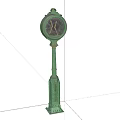 Public Green Pillar Clock With Ornamental Design And Classic Outdoor Style