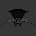 Batman In Grey Suit With Yellow Belt Black Cape And Bat Symbol Arms Outstretched